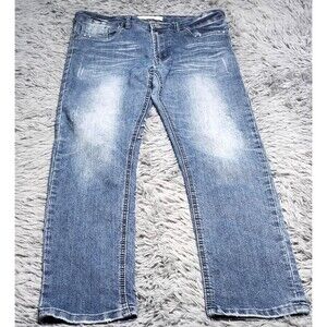 Refinery Republic Jeans Mens 32x30 Blue Distressed Straight Leg Denim Pants